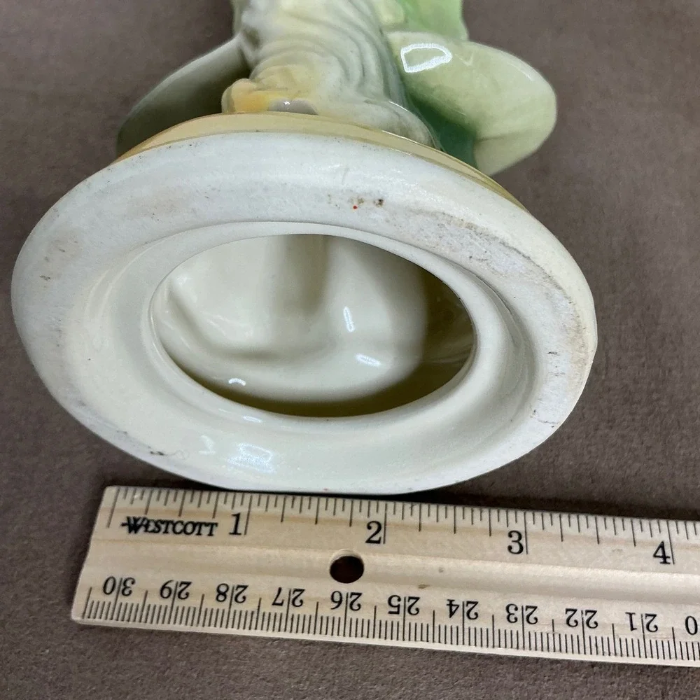 Ceramic Woman Lute Figurine Green Robe Asian Mystical Musician Statue‎ 8.5
